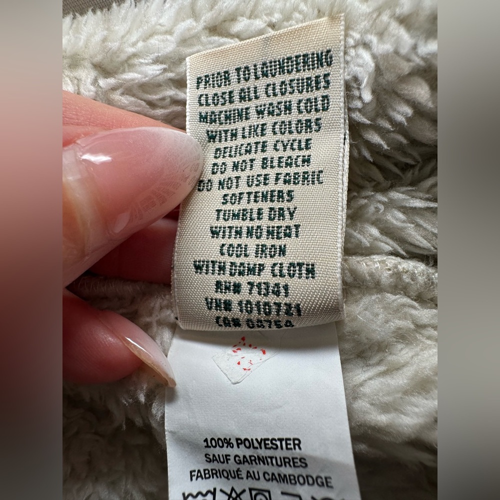 L.L. Bean High Pile Fleece Jacket cream white plus size 3X warm cozy thick‎ zip - Picture 12 of 15